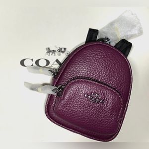 NWT COACH Mini Court Backpack Bag Charm/Black Antique Nickel/Boysenberry